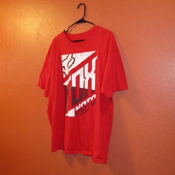 FOX Head Men X Large Red White Black Graphic Motocross Racing Short Sleeve Shirt - Picture 4 of 8